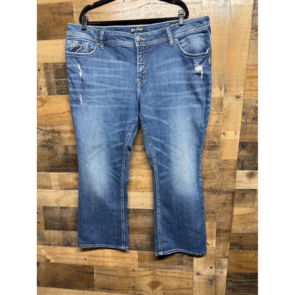 Silver Jeans Co Suki Bootcut Jeans Distressed Medium Wash Womens Size 14